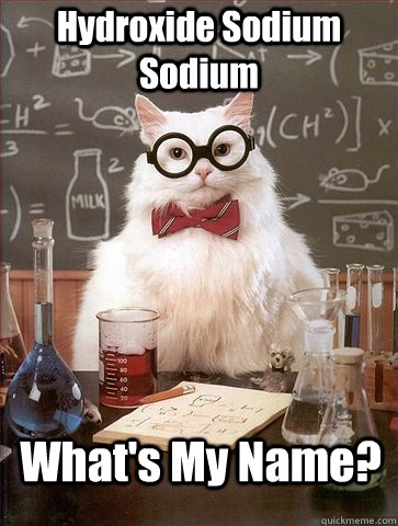 Hydroxide Sodium Sodium What's My Name?  Chemistry Cat