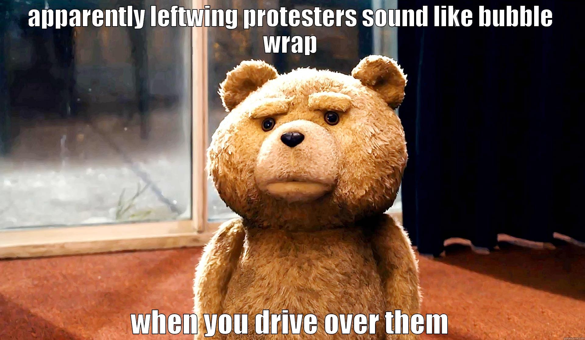 APPARENTLY LEFTWING PROTESTERS SOUND LIKE BUBBLE WRAP WHEN YOU DRIVE OVER THEM Misc