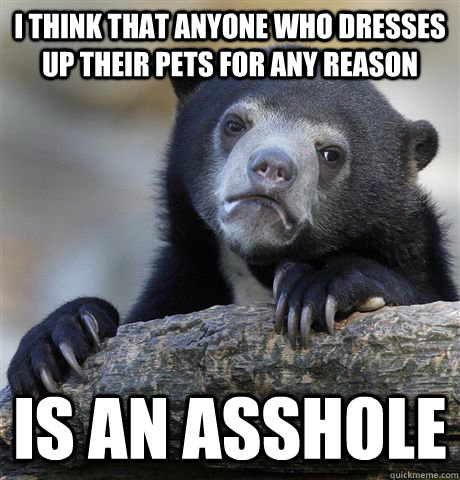 I think that anyone who dresses up their pets for any reason Is an asshole - I think that anyone who dresses up their pets for any reason Is an asshole  Confession Bear