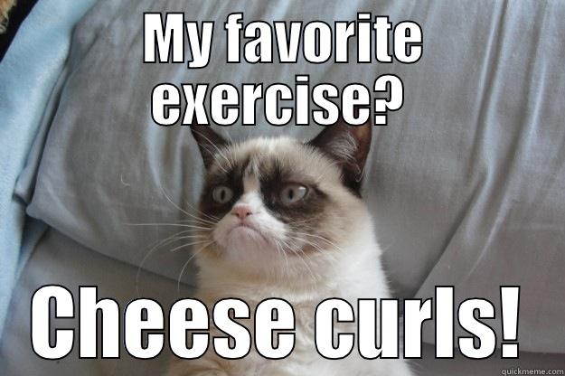 Grumpy Cat -  MY FAVORITE EXERCISE? CHEESE CURLS! Grumpy Cat