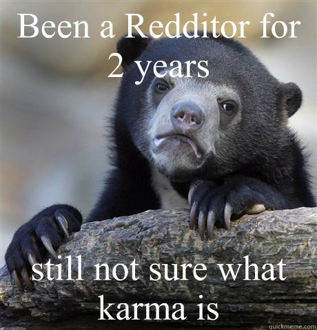 Been a Redditor for 2 years  still not sure what karma is - Been a Redditor for 2 years  still not sure what karma is  Confession Bear