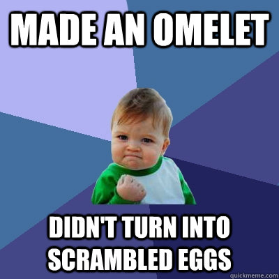 Made an omelet Didn't turn into scrambled eggs  Success Kid