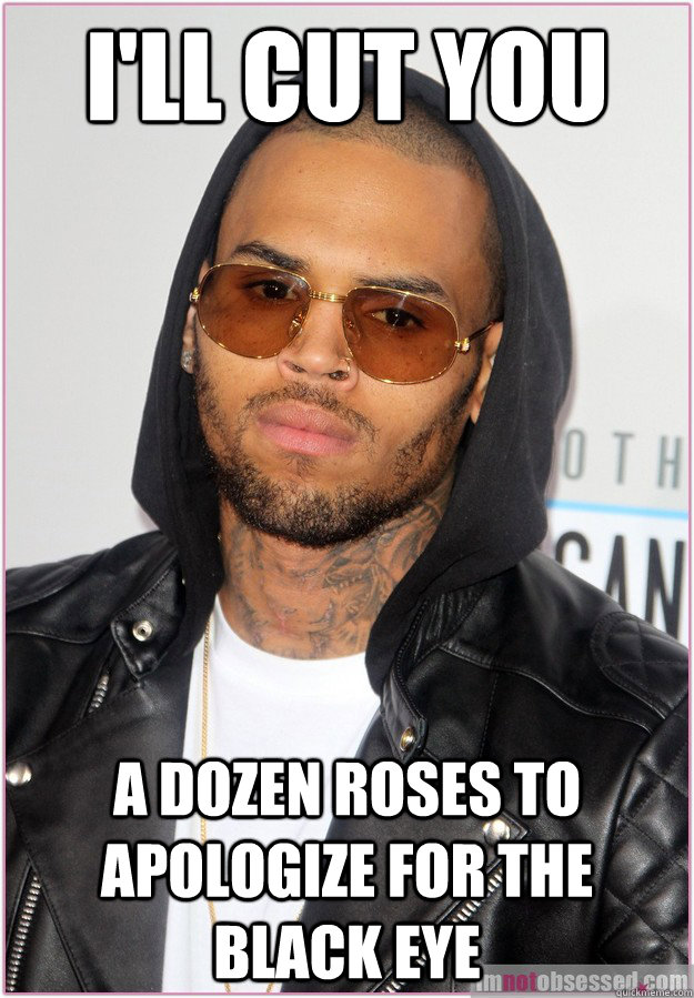 I'll cut you a dozen roses to apologize for the black eye  Not misunderstood Chris Brown