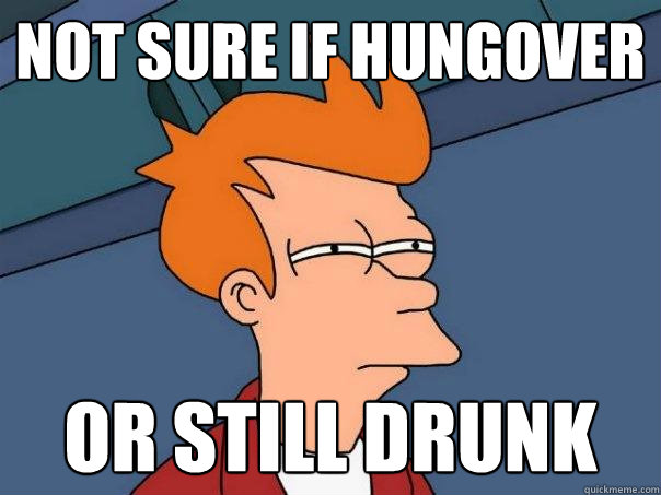 not sure if hungover or still drunk  Futurama Fry