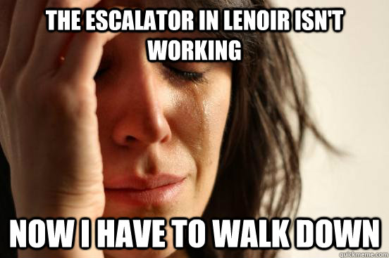 the escalator in lenoir isn't working now i have to walk down - the escalator in lenoir isn't working now i have to walk down  First World Problems