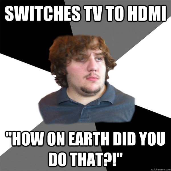 Switches tv to HDMI 