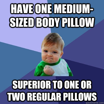 have one medium-sized body pillow superior to one or two regular pillows  Success Kid