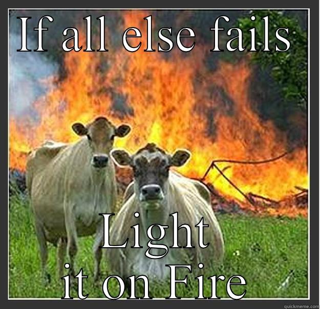 who care fire cow - IF ALL ELSE FAILS LIGHT IT ON FIRE Evil cows