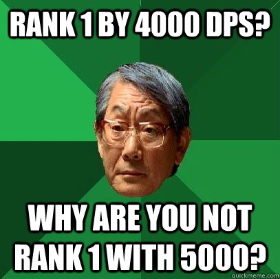 Rank 1 by 4000 dps? Why are you not rank 1 with 5000?  High Expectations Asian Father