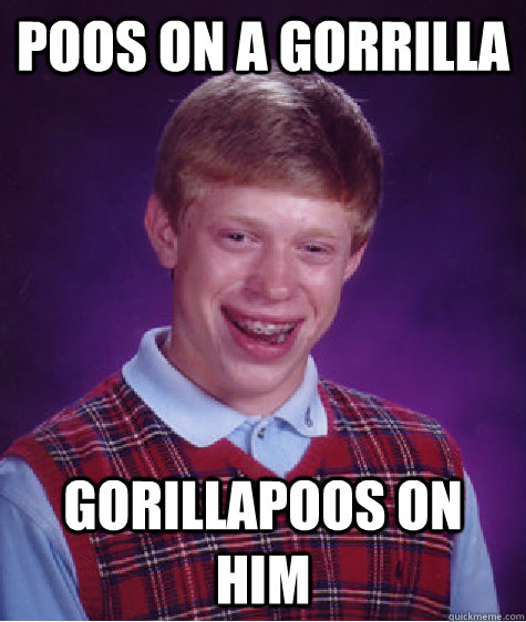 poos on a gorrilla gorillapoos on him   Bad Luck Brian