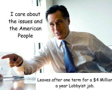 I care about the issues and the American People Leaves after one term for a $4 Million a year Lobbyist job.  