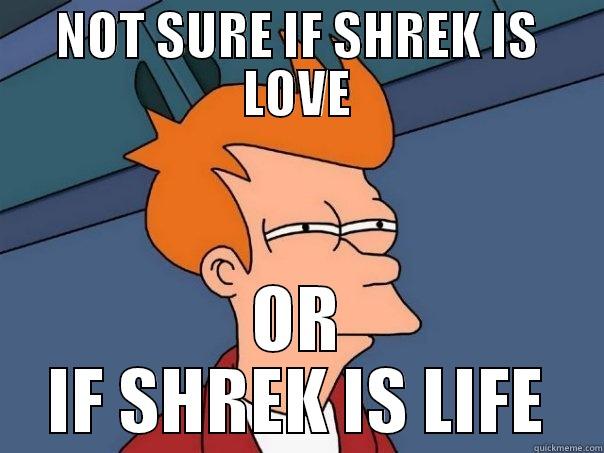 NOT SURE IF SHREK IS LOVE OR IF SHREK IS LIFE Futurama Fry