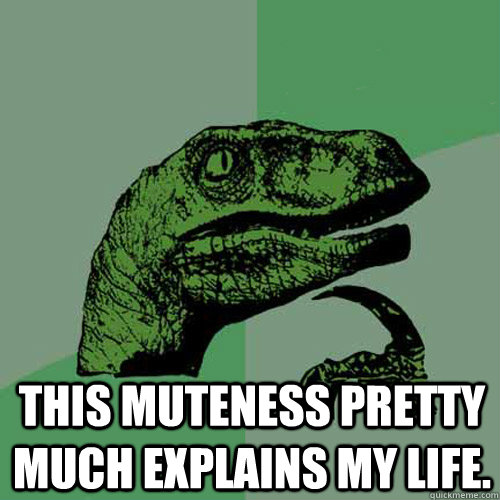  This muteness pretty much explains my life.  Philosoraptor