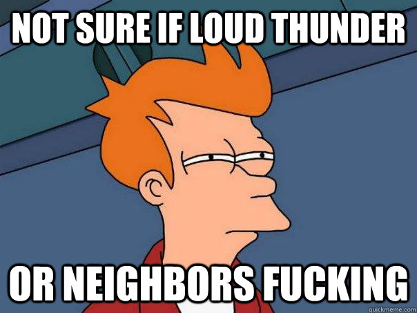 NOT SURE IF LOUD THUNDER OR NEIGHBORS FUCKING - NOT SURE IF LOUD THUNDER OR NEIGHBORS FUCKING  Futurama Fry