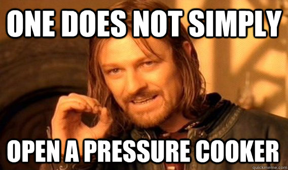 ONE DOES NOT SIMPLY OPEN A PRESSURE COOKER  One Does Not Simply