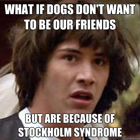 what if dogs don't want to be our friends but are because of stockholm syndrome - what if dogs don't want to be our friends but are because of stockholm syndrome  conspiracy keanu