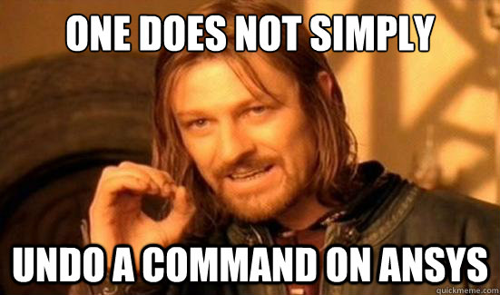 One Does Not Simply undo a command on ansys - One Does Not Simply undo a command on ansys  Boromir