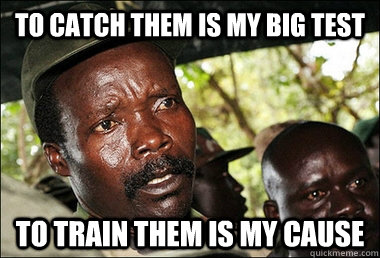 to catch them is my big test to train them is my cause  Kony