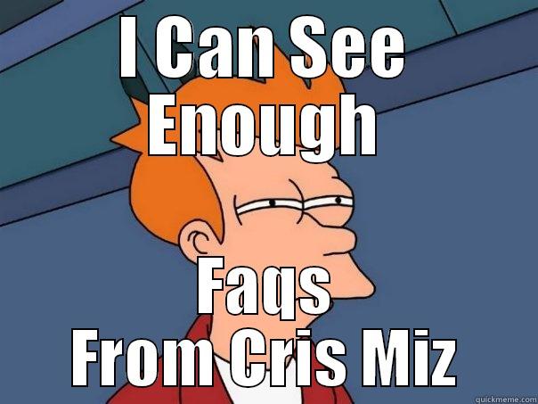 I CAN SEE ENOUGH FAQS FROM CRIS MIZ Futurama Fry