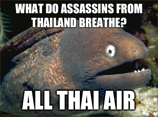 What do assassins from Thailand breathe? All Thai Air - What do assassins from Thailand breathe? All Thai Air  Bad Joke Eel