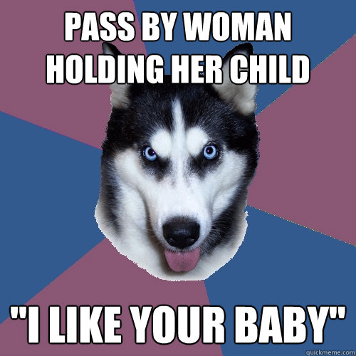 Pass by woman holding her child 