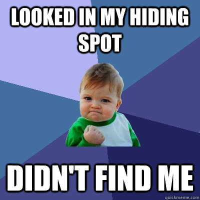 Looked in my hiding spot Didn't find me  Success Kid