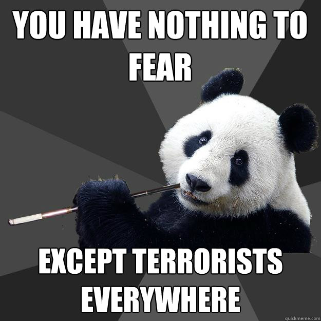 you have nothing to fear except terrorists everywhere  Propapanda