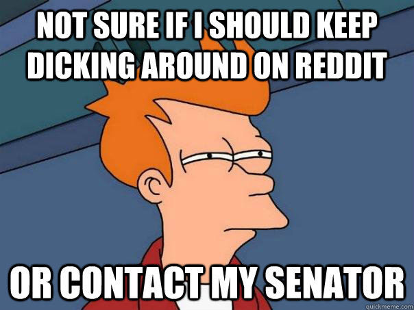 Not sure if I should keep dicking around on reddit Or contact my senator  Futurama Fry