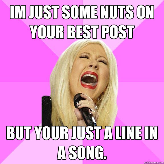 Im just some nuts on your best post But your just a line in a song.  Wrong Lyrics Christina