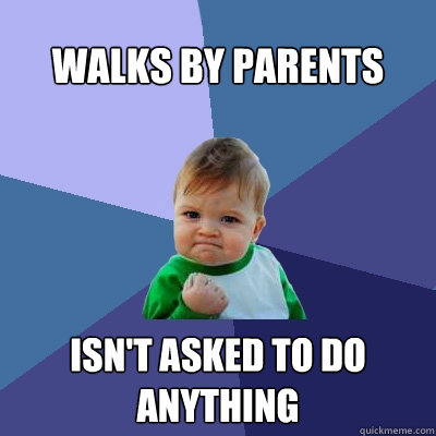 walks by parents Isn't asked to do anything  Success Kid