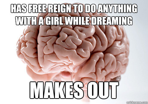 HAS FREE REIGN TO DO ANYTHING WITH A GIRL WHILE DREAMING MAKES OUT   Scumbag Brain