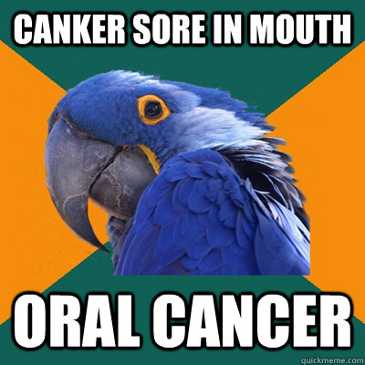 Canker sore in moutH ORAL CANCER - Canker sore in moutH ORAL CANCER  Paranoid Parrot