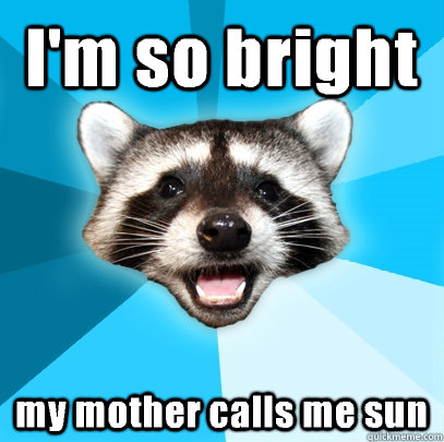 I'm so bright my mother calls me sun - I'm so bright my mother calls me sun  Lame Pun Coon