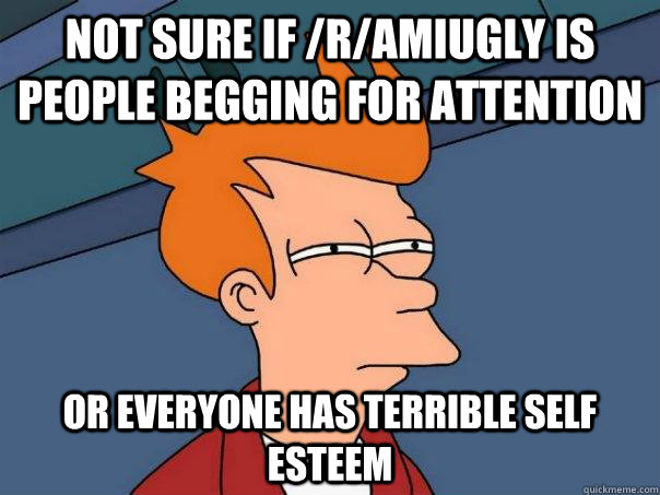 Not sure if /r/amiugly is people begging for attention or everyone has terrible self esteem - Not sure if /r/amiugly is people begging for attention or everyone has terrible self esteem  Futurama Fry