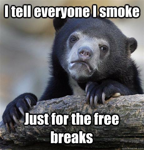 I tell everyone I smoke Just for the free breaks - I tell everyone I smoke Just for the free breaks  Confession Bear