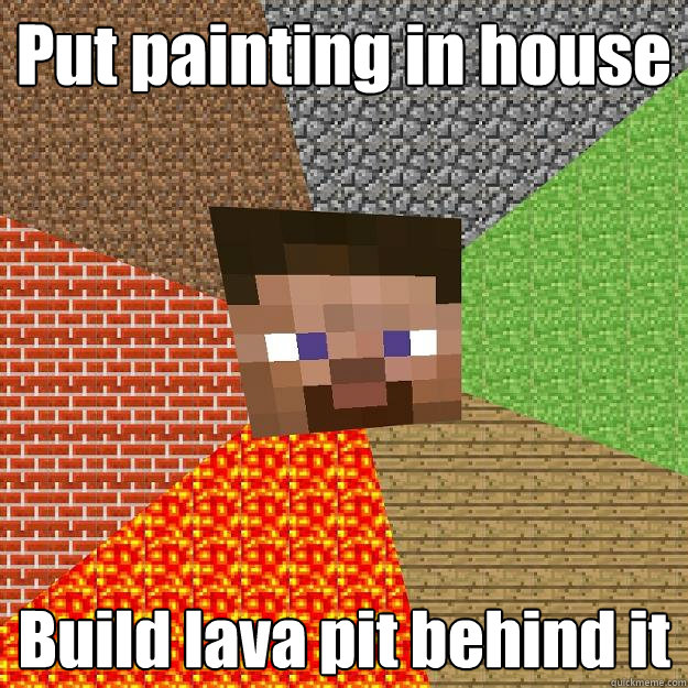 Put painting in house Build lava pit behind it  Minecraft