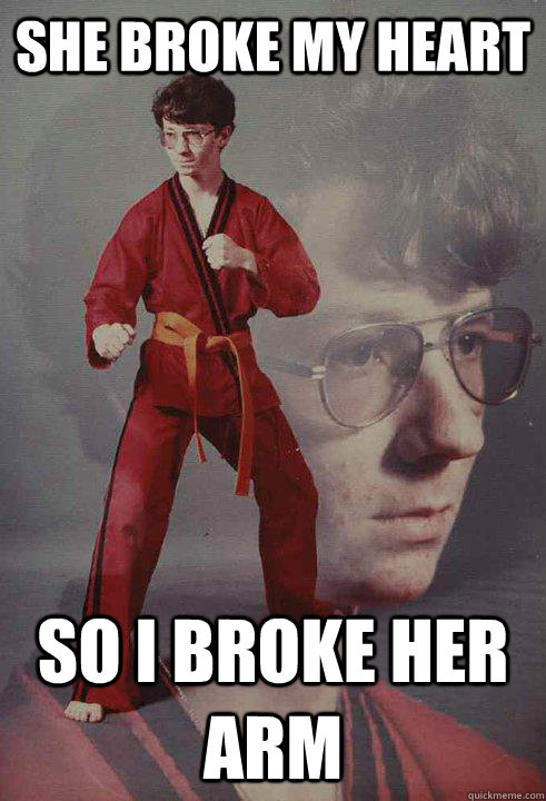 She broke my heart so i broke her arm - She broke my heart so i broke her arm  Karate Kyle