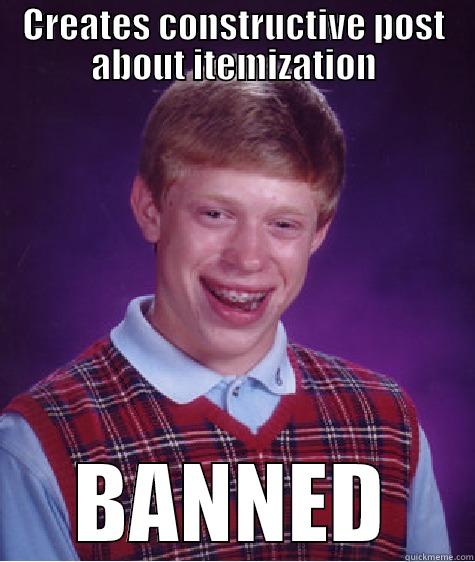 Banned RIFT - CREATES CONSTRUCTIVE POST ABOUT ITEMIZATION BANNED Bad Luck Brian