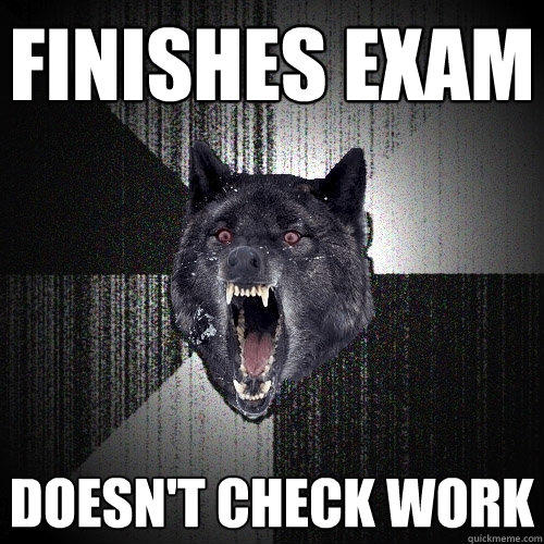 Finishes exam doesn't check work - Finishes exam doesn't check work  Insanity Wolf