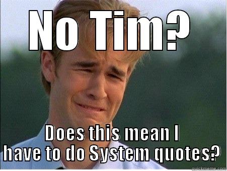 System quote - NO TIM? DOES THIS MEAN I HAVE TO DO SYSTEM QUOTES? 1990s Problems