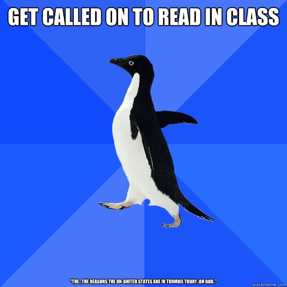 get called on to read in class 