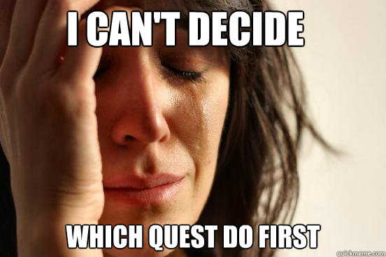 I CAN'T DECIDE WHICH QUEST DO FIRST - I CAN'T DECIDE WHICH QUEST DO FIRST  First World Problems