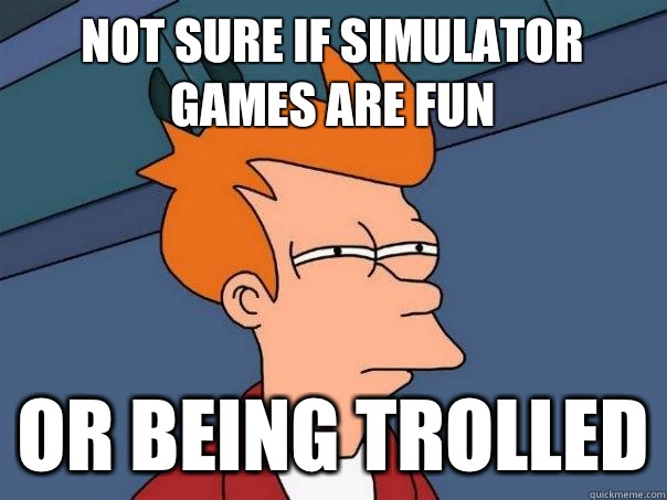 Not sure if simulator games are fun Or being trolled  Futurama Fry