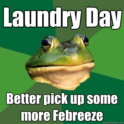 Laundry Day Better pick up some more Febreeze  Foul Bachelor Frog