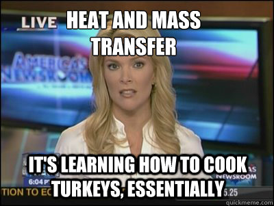 Heat and Mass
Transfer It's learning how to cook turkeys, essentially  Megyn Kelly