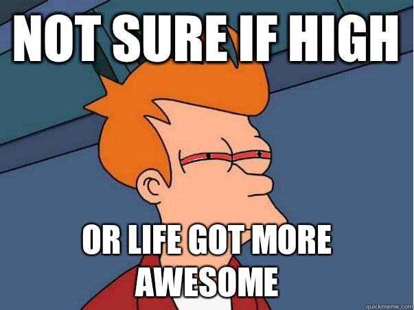 Not sure if high Or life got more awesome  