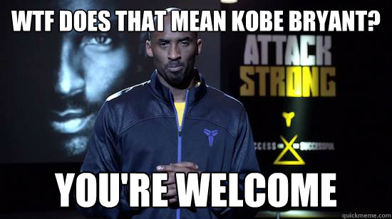 WTF does that mean Kobe Bryant? You're welcome - WTF does that mean Kobe Bryant? You're welcome  Youre welcome -KobeSystem