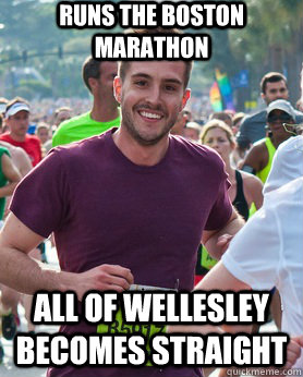 runs the boston marathon all of wellesley becomes straight  Ridiculously photogenic guy