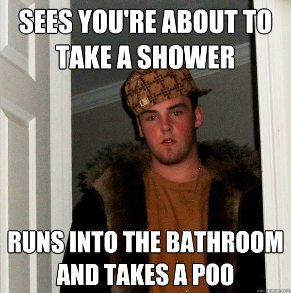 Sees you're about to take a shower Runs into the bathroom and takes a poo  Scumbag Steve