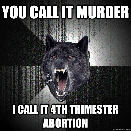 You call it murder I call it 4th trimester abortion  Insanity Wolf